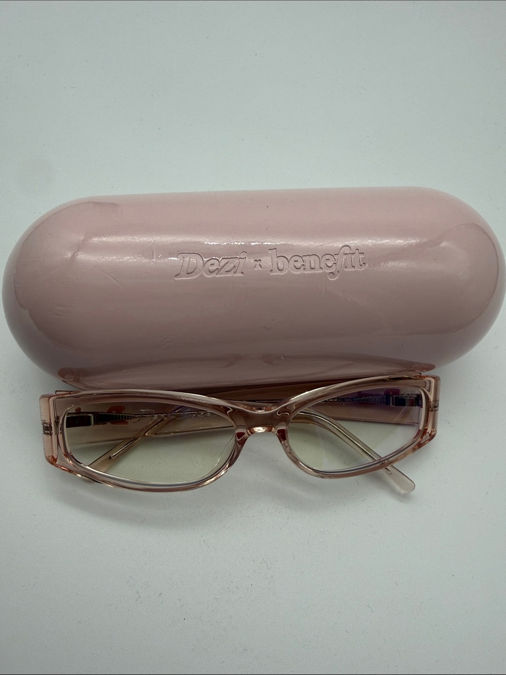 DEZI x Benefit Crystal Pink Glasses Limited Edition w/ Case  and cloth